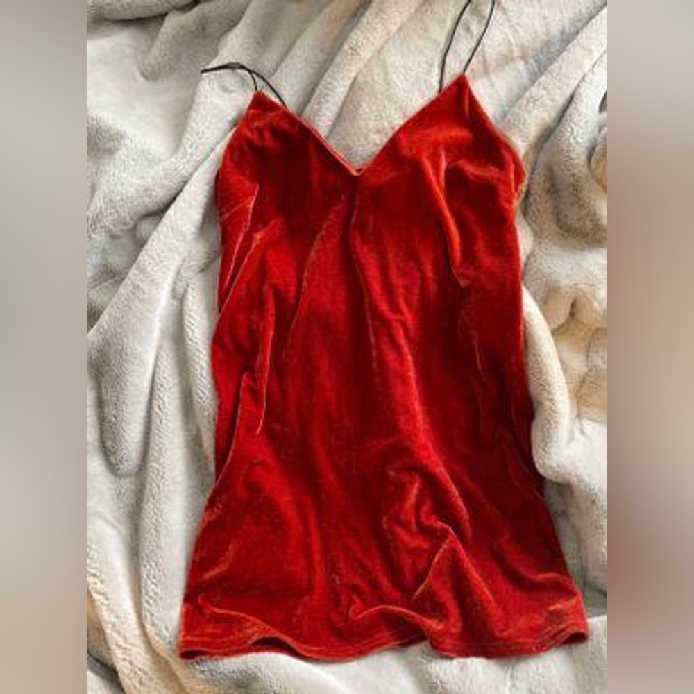 BOUTIQUE BURNT ORANGE VELVET SLIP DRESS